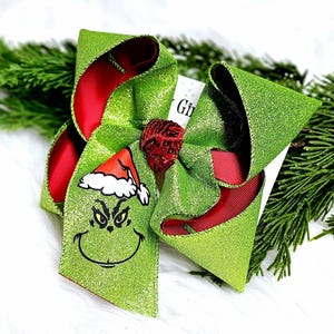 Grinch Hairbow Green Grinch Bow Christmas Hairbow You&#39;re  Mean One Hairbow