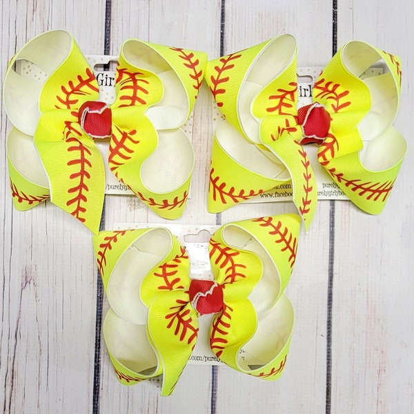 Softball Hairbow Etsy