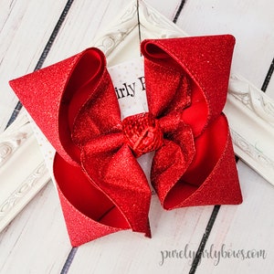 Red Glitter Hairbows Red Bows red Hairbows Dance Bows Cheer bows Sparkle Bows