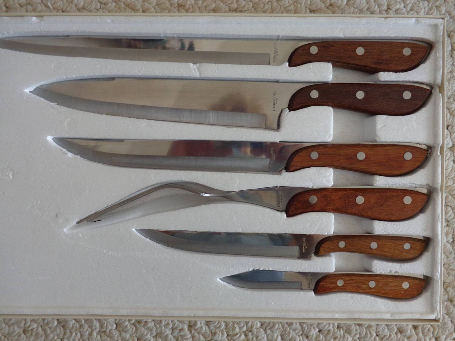 Modernwood Handles NIB Stainless Steel 6 PC. Knife Set 0467