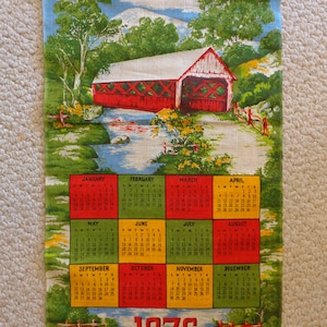 Bicentennial Textile Calendar is of a Covered Bridge (#0674)