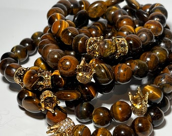 Tiger eye King crown bracelet