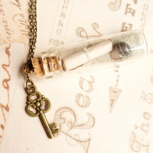 Personalized Message In A Bottle Necklace, Mini Bottle Necklace, Paper Scroll In Vial Necklace, Sand Bottle Necklace, Keepsake Mini Bottle image 4