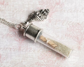 Small Message In A Bottle Necklace, Mini Bottle Necklace, Personalized Keepsake Vial Necklace, Sand Bottle Necklace, Paper Scroll Necklace