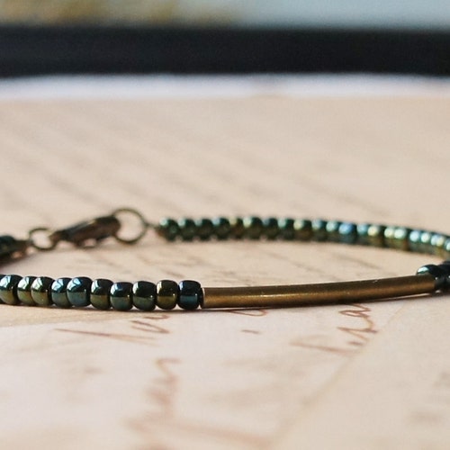 Mint Green Seed Bead Bracelet Beaded Stacking Bracelet Etsy