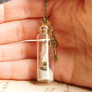 Personalized Message In A Bottle Necklace, Mini Bottle Necklace, Paper Scroll In Vial Necklace, Sand Bottle Necklace, Keepsake Mini Bottle image 3