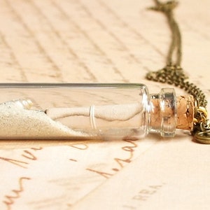 Personalized Message In A Bottle Necklace, Mini Bottle Necklace, Paper Scroll In Vial Necklace, Sand Bottle Necklace, Keepsake Mini Bottle image 2