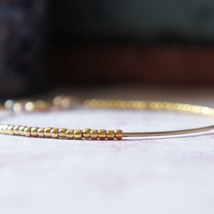 Gold Seed Bead Bracelet, Layering Gold Filled Bar Bracelet, Tiny Beads Bracelet, Beaded Delicate Stacking Bracelet, Minimalist Bracelet