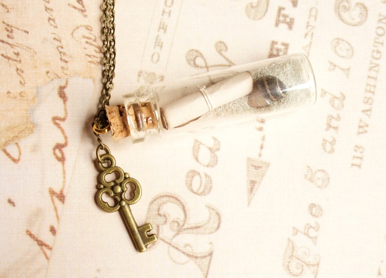 Personalized Message In A Bottle Necklace, Mini Bottle Necklace, Paper Scroll In Vial Necklace, Sand Bottle Necklace, Keepsake Mini Bottle image 4