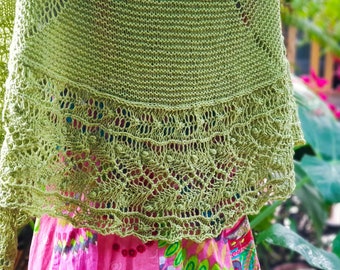 Damora Lace Shawl Knitting Pattern: Crescent Leaf Design (PDF)