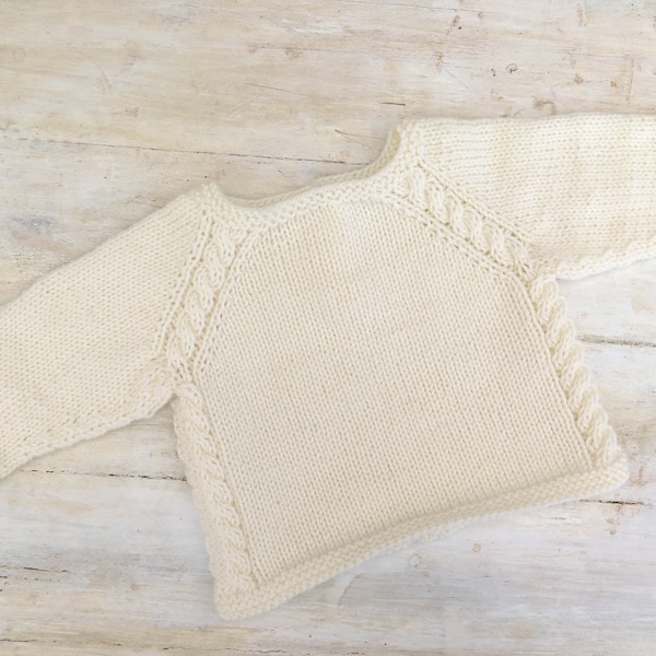 KNITTING PATTERN,  Top Down, Pullover, Sweater, Jumper, Baby, Toddler, Child, Cable Sweater, Seamless Sweater, 6 Sizes, Unisex, Raglan