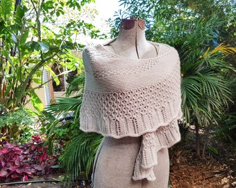 KNITTING PATTERN, In Your Eyes Shawl, Eyelet Lace Shawl, Women's Shawl, Shawl Pattern, Crescent Shape Shawl, Top Down Shawl, Modern Shawl