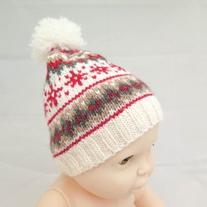 KNITTING PATTERN, Knit Hat, Scandinavian Knit Hat, Pompom Hats Pattern, Ski Hat Knitting Pattern, Winter Hat,6 Sizes: Baby, Toddlers, Kids image 5