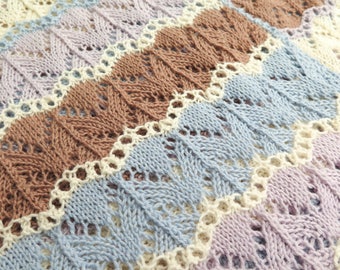 KNITTING PATTERN, Pretty Beach Baby Blanket, Eyelet Lace Blanket, Modern Baby Blanket, PDF Download, Fingering Weight Yarn, 81 cm or 32 " sq