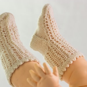 Baby Socks Knitting Pattern: Easy Lace Rib, Picot Edge (PDF)