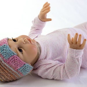 KNITTING PATTERN, Baby Hat Knitting Pattern, Domino Border, Baby Hat,  Baby Beanie, Baby Knit Hat Pattern in 3 Sizes, PDF