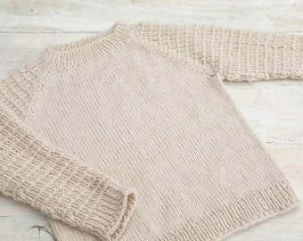 KNITTING PATTERN, Delton Sweater, Boys Sweater, Top Down Sweater, Jumper, Pullover, Seamless Raglan Sweater, 6 Sizes, Kid's Sweater,PDF