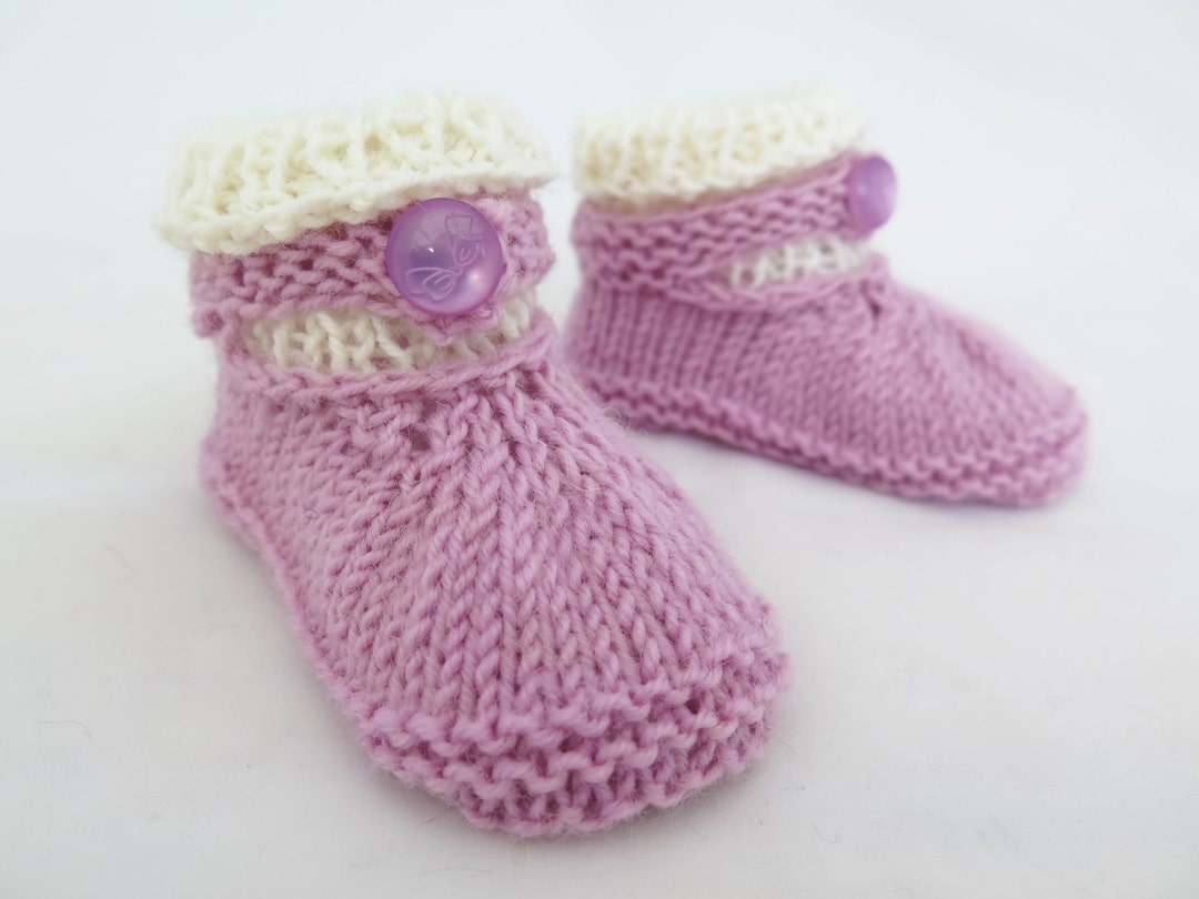KNITTING PATTERN, PDF, Baby Girl Slippers, Handknit Booties, Cute Baby