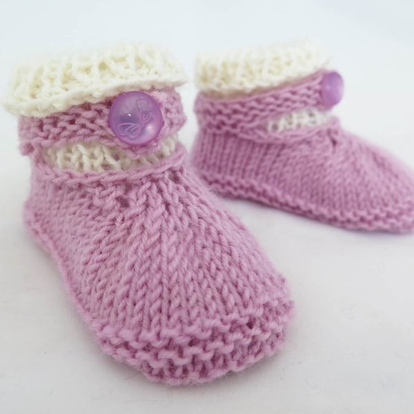 STRICKMUSTER, PDF, Baby Mädchen Hausschuhe, Handgestrickte Schühchen, Süße Baby Mädchen Booties, Baby Booties mit Manschette, Baby Mädchen Schuhe Muster, 5 Größen