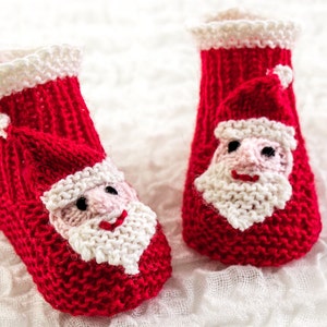 Santa Booties Knitting Pattern: Christmas Holiday Booties (PDF)