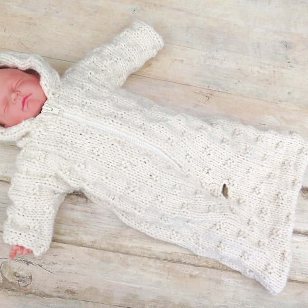 KNITTING PATTERN, Baby Sleeping Bag, Baby Bunting, Hooded Baby Sleeping Bag, Baby It's Cold Outside Bunting, PDF, Download