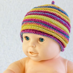 KNITTING PATTERN, Baby Hat, Baby Beanie, PDF,  Baby Horizontal Rib Circle Hat, Beanie, Comfy Baby Hat, Quick Baby Hat Knitting Pattern