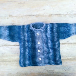KNITTING PATTERN , Garter Stitch Baby Cardigan, Baby Sweater , 5 Sizes, Instant Download Pattern, Easy Pattern, Toddler Buttoned Sweater image 5