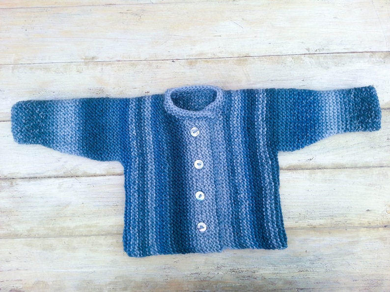 KNITTING PATTERN , Garter Stitch Baby Cardigan, Baby Sweater , 5 Sizes, Instant Download Pattern, Easy Pattern, Toddler Buttoned Sweater image 5