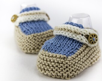 KNITTING PATTERN, Easy Loafer Booties, Quick Baby Boy Booties, Summer Booties, 2 Sizes, Easy Baby Booties Pattern, PDF, Instant Download