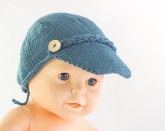 KNITTING PATTERN, Boys Cap, Brimmed Cap, Baby Boy Hat , Summer Baby Hat