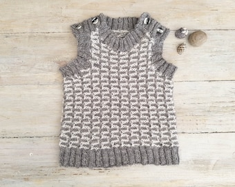 Victor Vest Knitting Pattern: Baby Toddler Buttoned Vest (PDF)