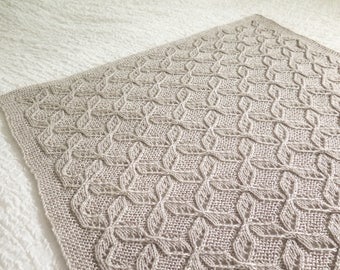 KNITTING PATTERN, Baby Blanket, 3 Sizes: Stroller, Receiving, Crib, Cable Lace, Aran, Worsted, Afghan, 10 ply Yarn, Heirloom Blanket