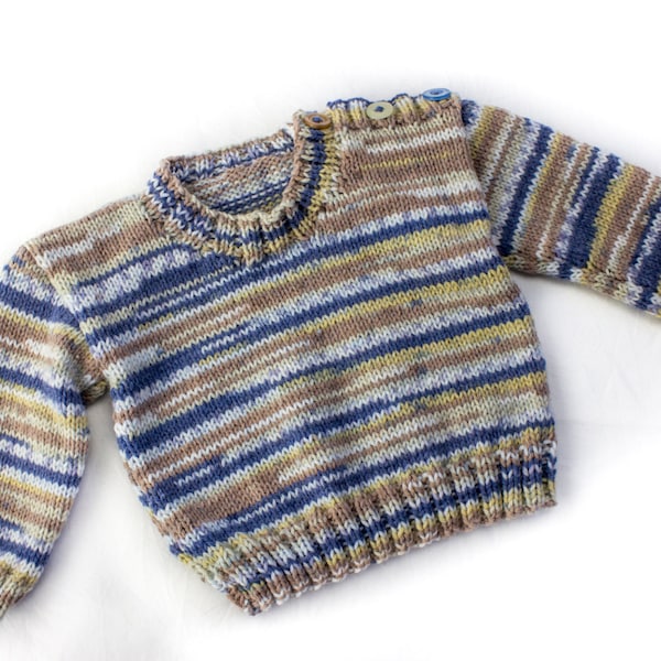 KNITTING PATTERN, Shoulder Buttoned Sweater, 6 Sizes, Baby, Toddler, Kids Sizes, PDF, Easy Kids Pattern, Stylish Boy's Buttoned Sweater