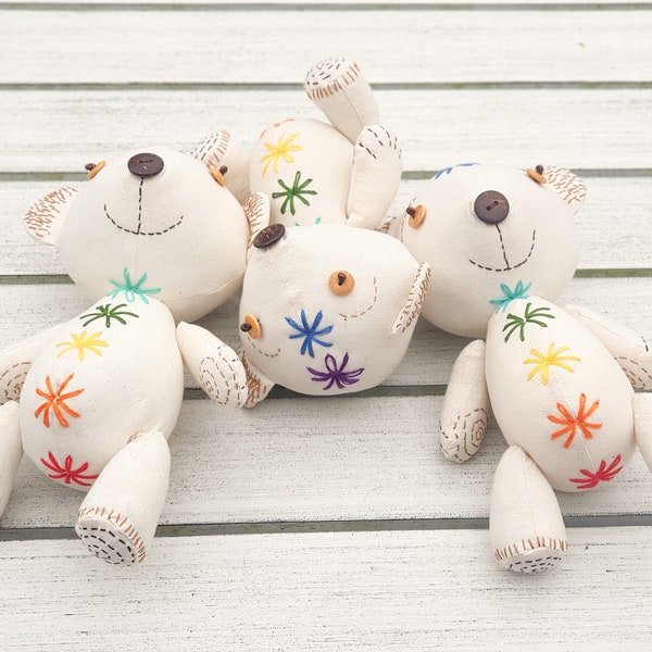 Teddy Bear Sewing Pattern, Teddy Bear Pattern and  Tutorial, Memory Bear, Chakra Bear, Embroidered Bear, PDF Pattern, 8 1/2", 22 cm