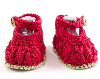 KNITTING PATTERN, Baby Booties, Baby Girl Booties, Newborn Booties Knitting Pattern, Summer Booties, Ankle Straps, Side Button Baby Shoes