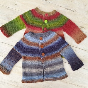 KNITTING PATTERN, Top Down Cardigan, Denlise Cardigan, 7 Sizes, Yoked Cardigan, Buttoned Sweater, Kids Cardigan, Baby, Toddler, PDF