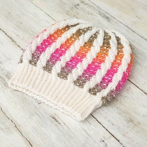 KNITTING PATTERN, Knit Hat Pattern, 7 Sizes, Newborn to XL Adult, Beanie Pattern, Cable Hat Pattern, Hat Trick 1, Instant Download image 3