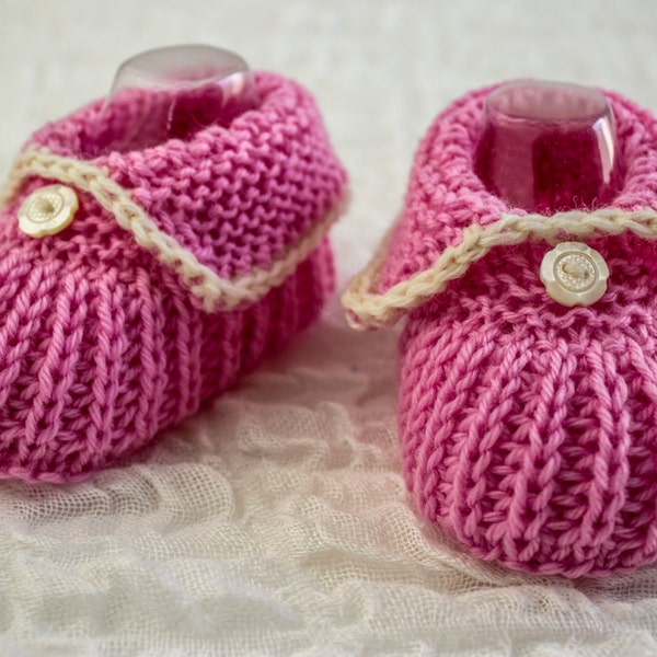 KNITTING PATTERN, PDF, Baby Girl, Newborn Booties, Cute Baby Girl Booties, Cuffed Baby Bootees, Baby Shoes Pattern