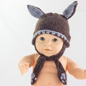 KNITTING PATTERN, Easy Bunny Hat,  Easter Knitting Pattern, Baby Easter Hat, Hat with Ears, Ties, 4 Sizes, PDF, Cute Baby Hat
