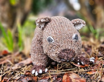 KNITTING PATTERN, Soft Toy, Wombat, Australian Animal, Knitted Wombat, Softie, Toy Knit Animal, Realistic Knit Animal, PDF Download