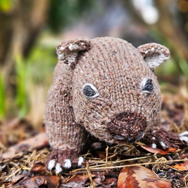 KNITTING PATTERN, Soft Toy, Wombat, Australian Animal, Knitted Wombat, Softie, Toy Knit Animal, Realistic Knit Animal, PDF Download