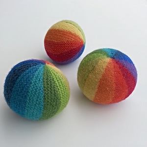 KNITTING PATTERN, Knitted Balls, Rainbow Ball, Soccer Ball, Marble Swirl Ball, Waldorf Toy, Baby Ball, Soft Toy, Indoor Ball, Felted Ball image 1