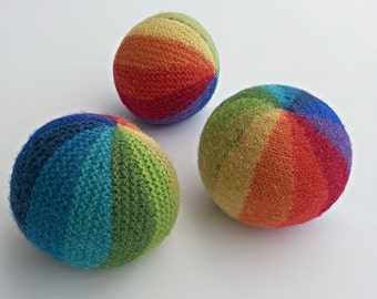 KNITTING PATTERN, Knitted Balls, Rainbow Ball, Soccer Ball, Marble Swirl Ball, Waldorf Toy, Baby Ball, Soft Toy, Indoor Ball, Felted Ball