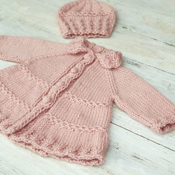 KNITTING PATTERN, Top Down Baby Coat/ Hat Set, Toddler Coat/ Hat Set, Aran Weight Yarn, Seamless Design, Country Fair Coat,