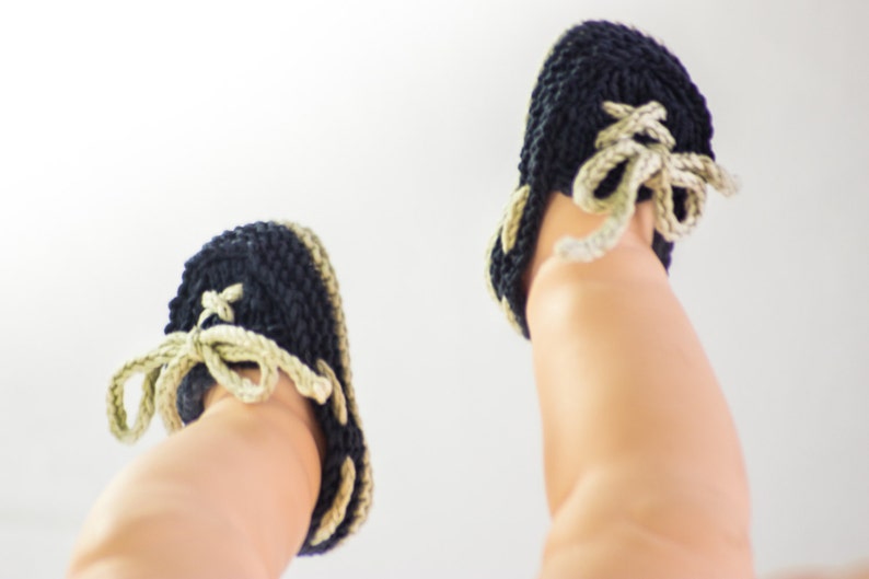 KNITTING PATTERN, Baby Boat Shoes, Easy Knit, Baby Boy Booties, Summer Booties, Newborn Baby, Boat Shoes, Beginners Knitting Pattern image 4