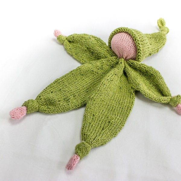 KNITTING PATTERN, Doll, Softies, Lovey Doll, Baby Comforter, Small Doll, Flower Doll, Waldorf Doll, Baby Toy, PDF, Cuddle Toy, Knit Doll