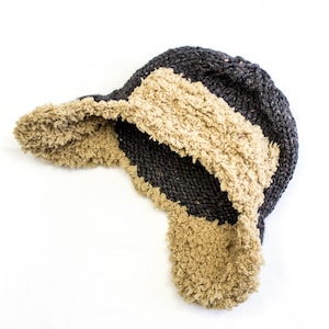KNITTING PATTERN,  Aviator Hat Knitting Pattern, Trapper Hat Knitting Pattern, Mock Fur Lined Hat Pattern,  Ear Flap Hat Pattern, PDF,