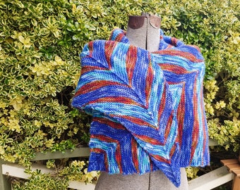 SHAWL KNITTING PATTERN, Dolmades Shawl, Modern Shawl Pattern, Leaf Shawl Pattern, Striped Shawl, Easy Garter Stitch Shawl, Knitted Wrap,