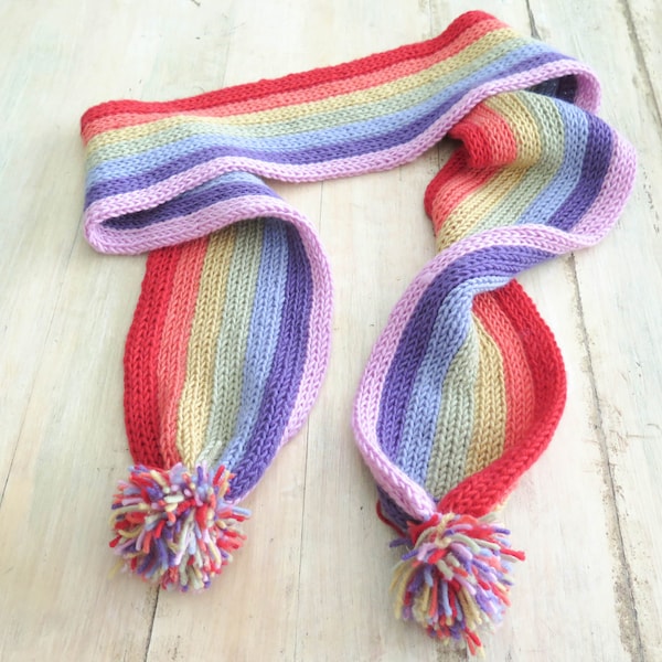 KNITTING PATTERN, Vertical Stripe Scarves, End of the Rainbow, Striped Scarves, Toddler Scarf, Kids Scarf, Women's Scarf, Men's Scarf, PDF