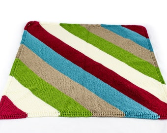 KNITTING PATTERN , Baby Blanket , Reversible Knit Baby Blanket , Diagonal Stripe Baby Blanket , Easy Baby Blanket, Modern Blanket, PDF